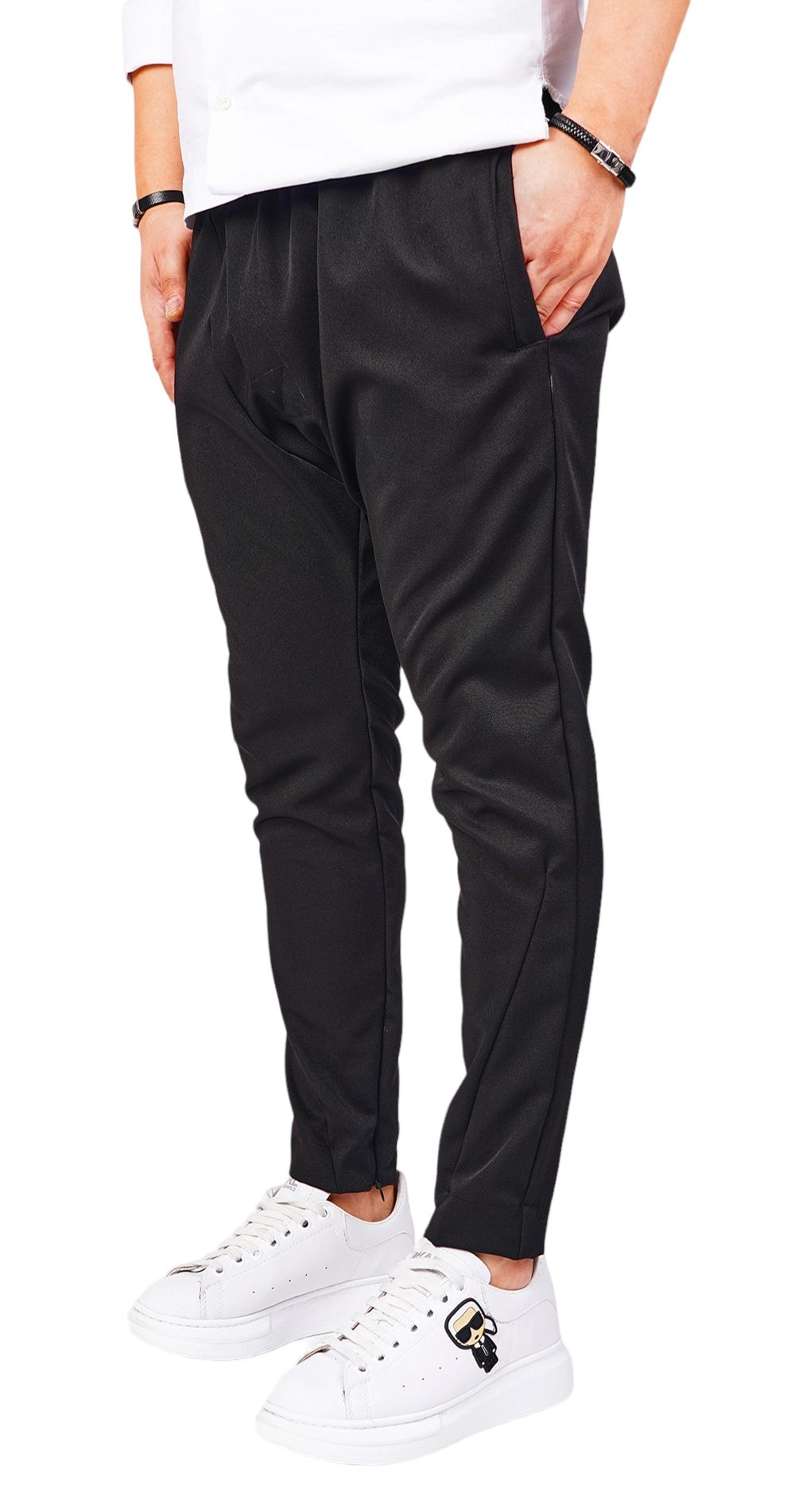 Pantaloni din stofa, cu slit diagonal MPL6405