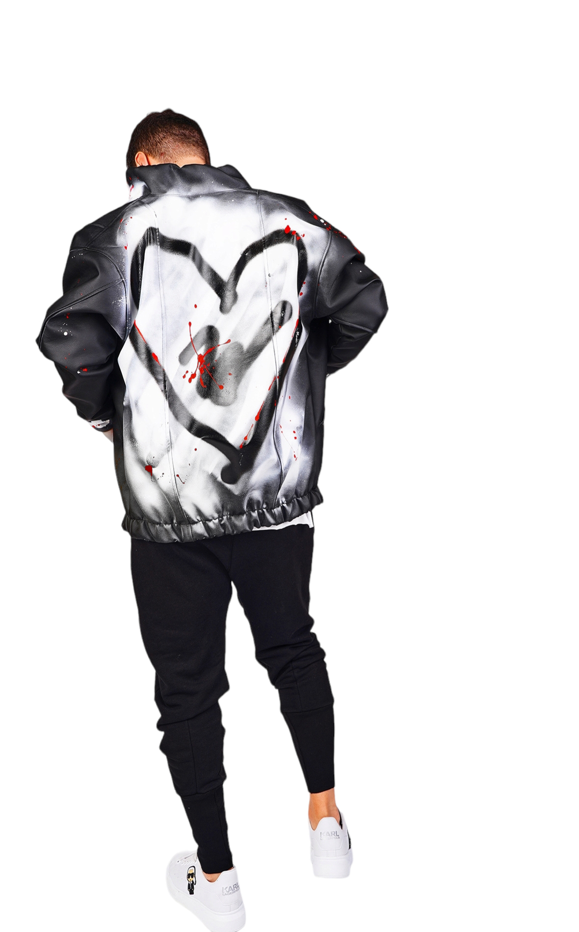 Geaca din piele, tip hi-bomber, pictata manual veste MGL6444 Geaca din piele, tip hi-bomber, pictata manual MGL6444