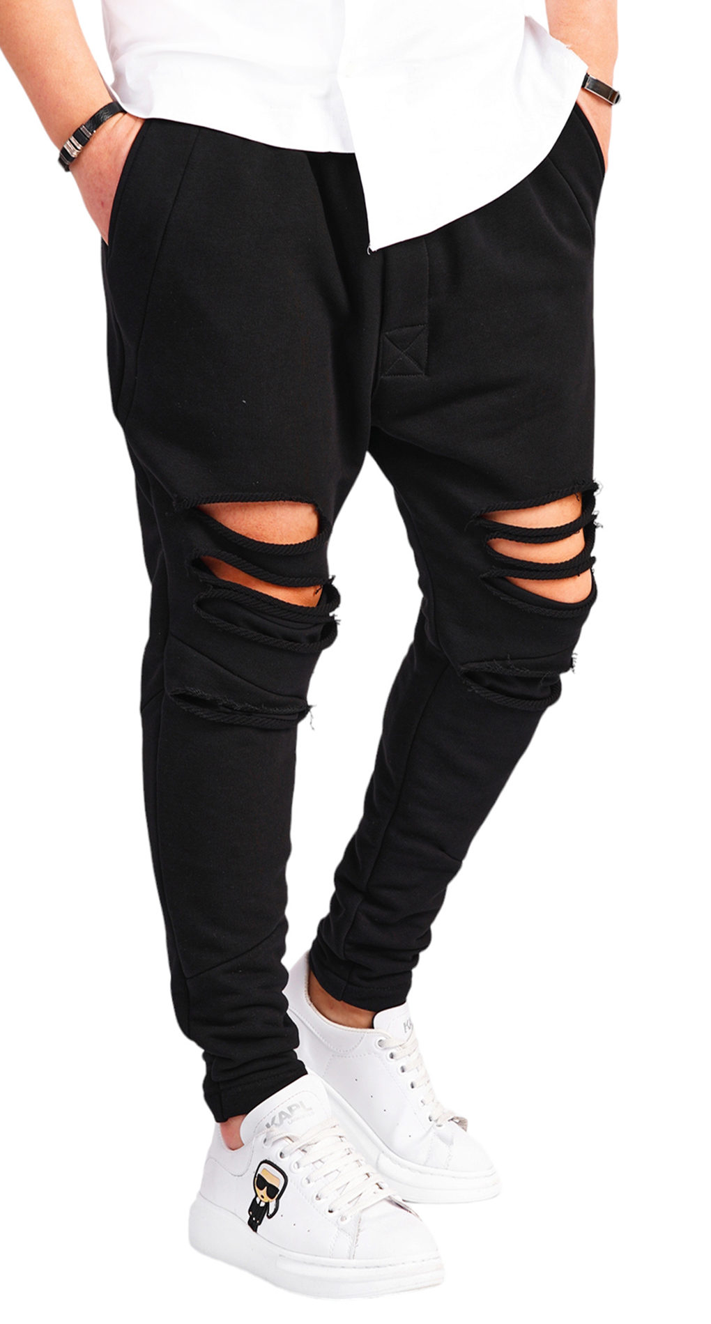 Pantaloni cu tur si rupturi pantaloni MPL6505 Pantaloni cu tur si rupturi MPL6505