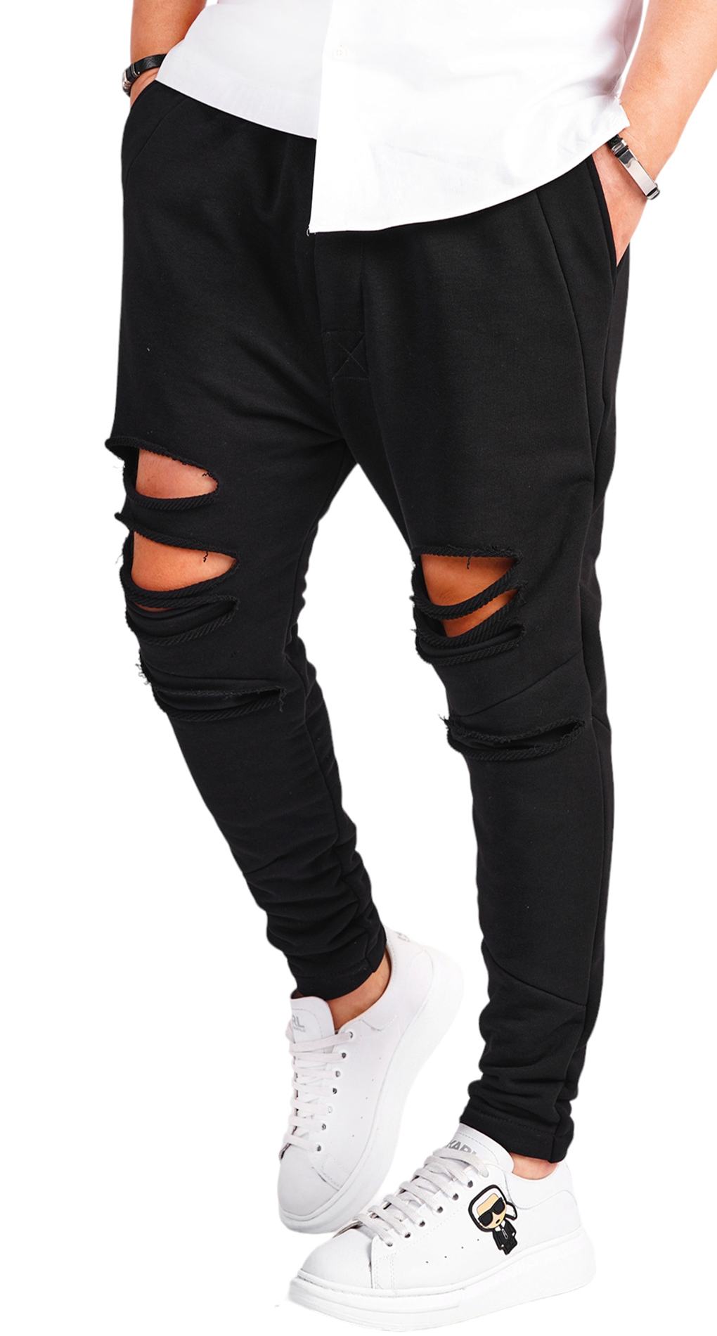 Pantaloni cu tur si rupturi pantaloni MPL6505 Pantaloni cu tur si rupturi MPL6505