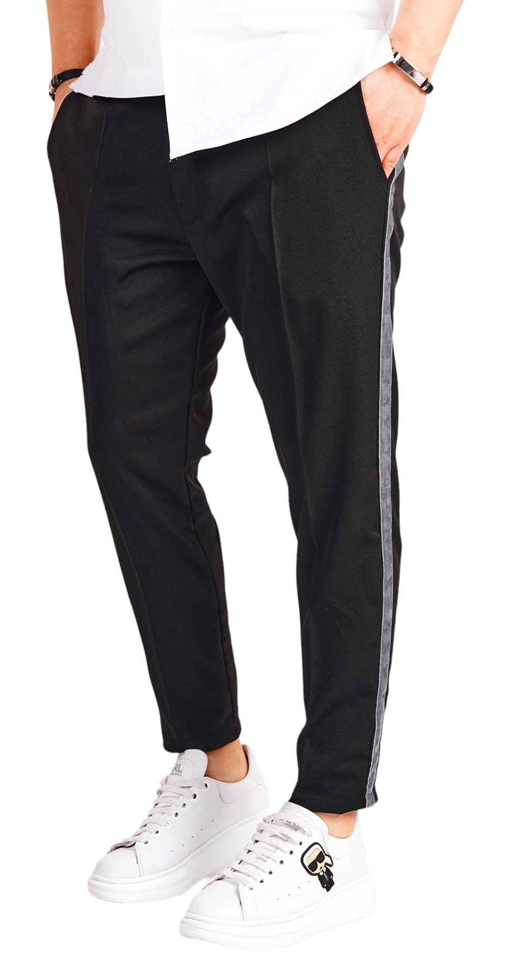 Pantaloni eleganti din stofa, cu vipusca laterala MPL6518