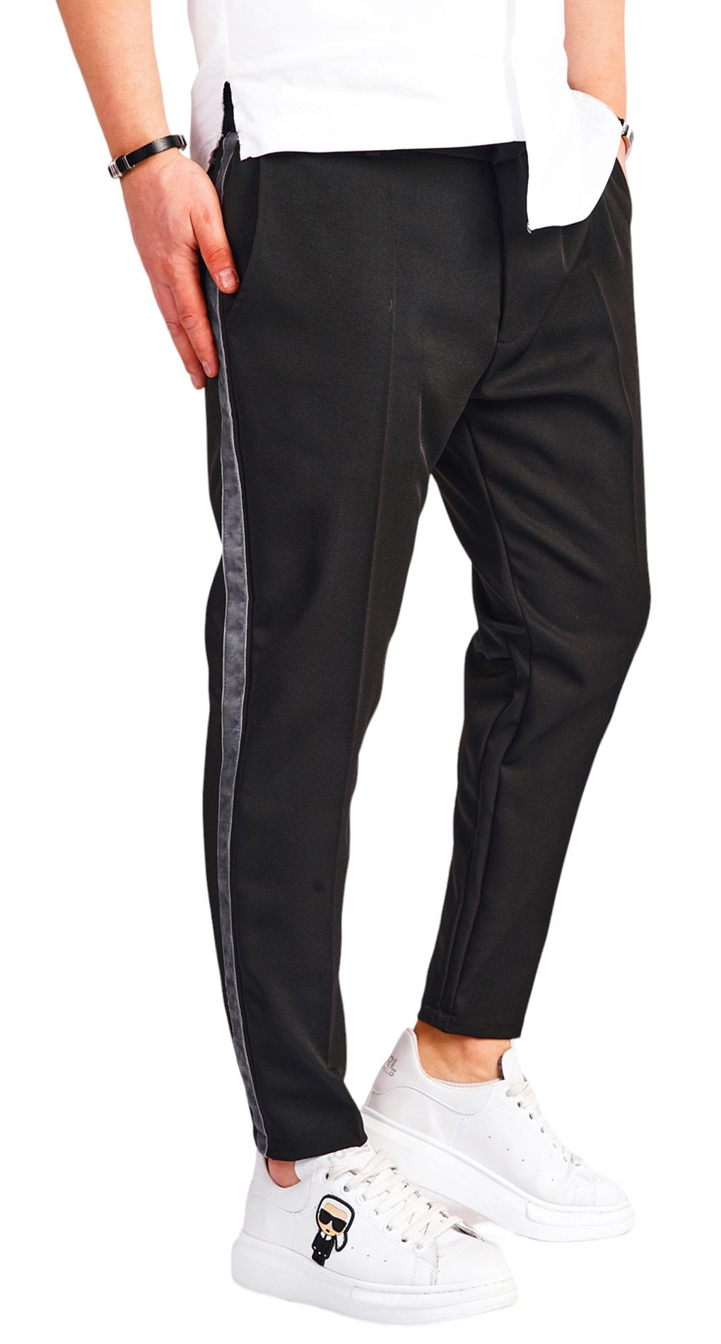 Pantaloni eleganti din stofa, cu vipusca laterala MPL6518