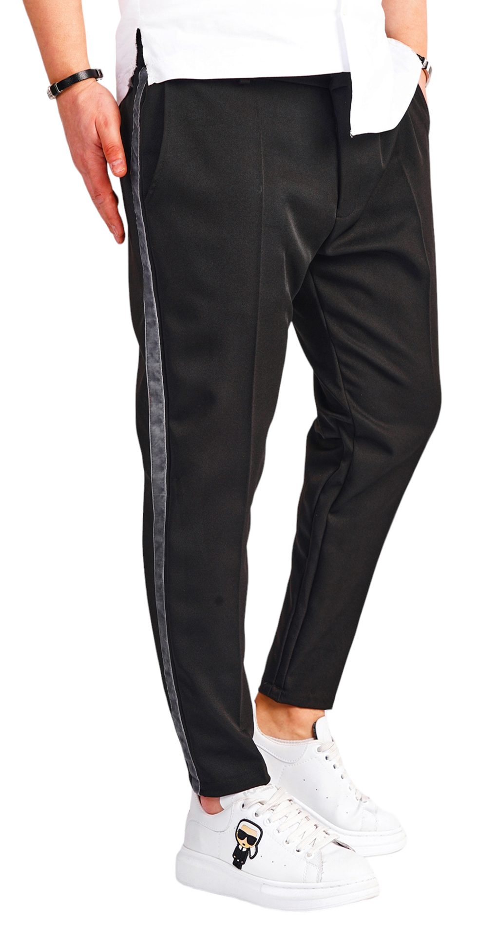 Pantaloni eleganti din stofa, cu vipusca laterala MPL6518