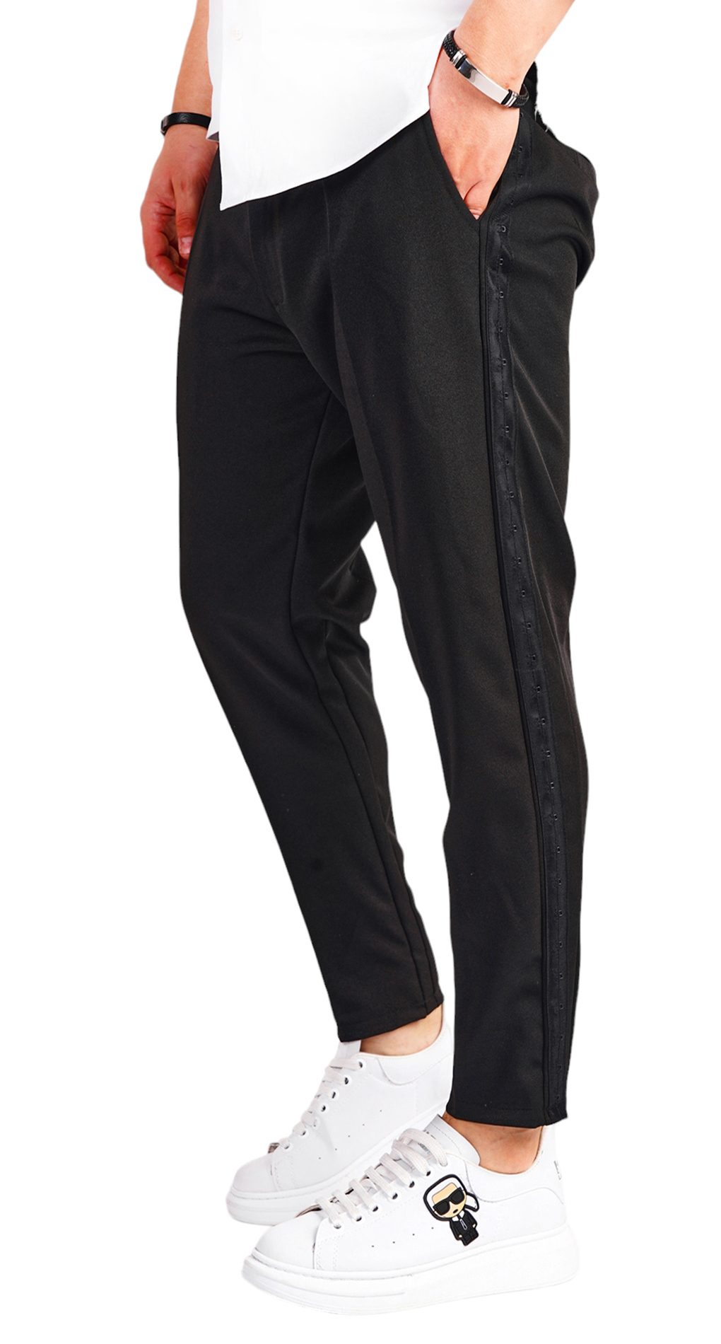 Pantaloni eleganti stofa, vipusca neagra MPL6519