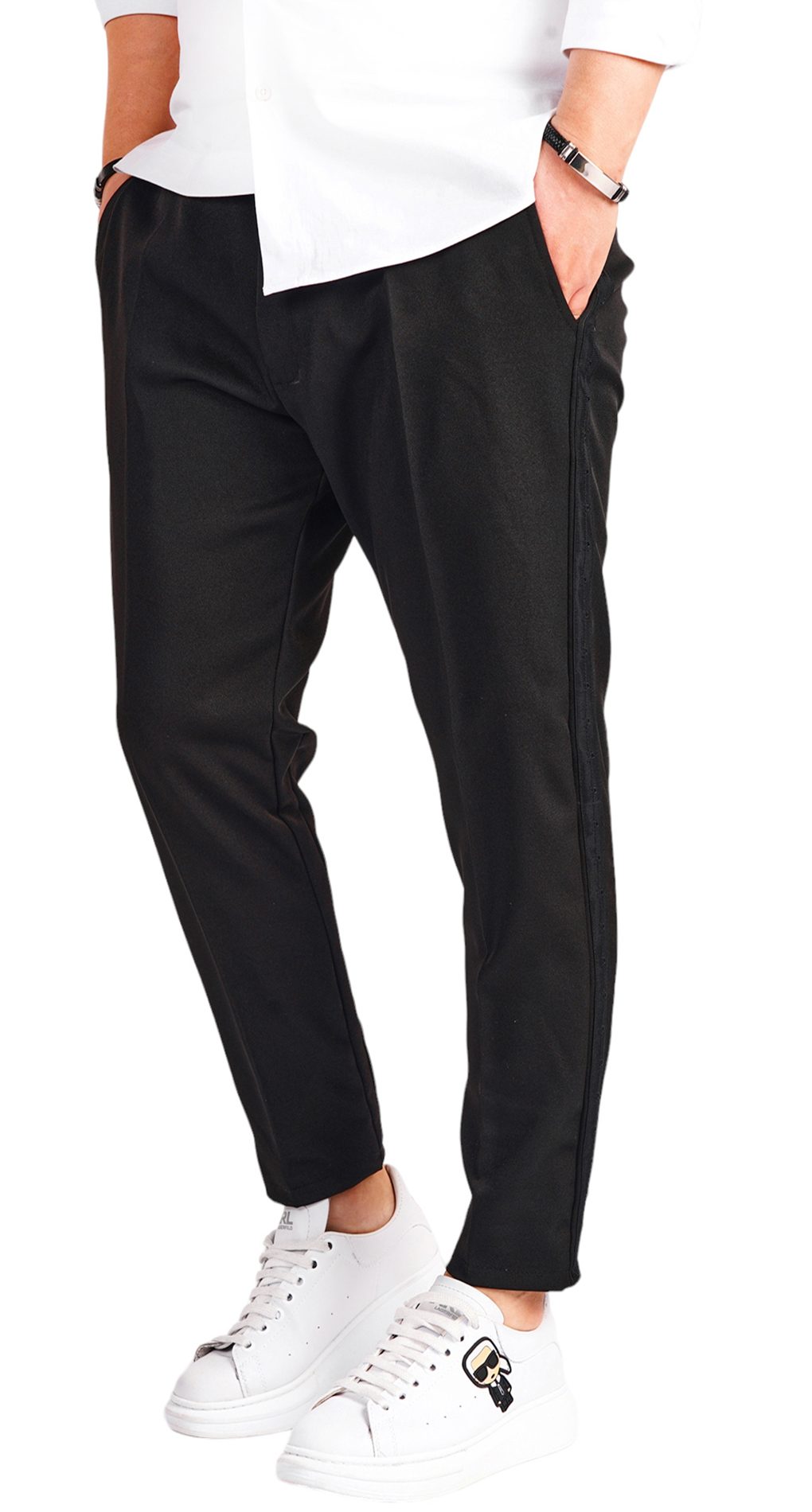 Pantaloni eleganti stofa, vipusca neagra MPL6519