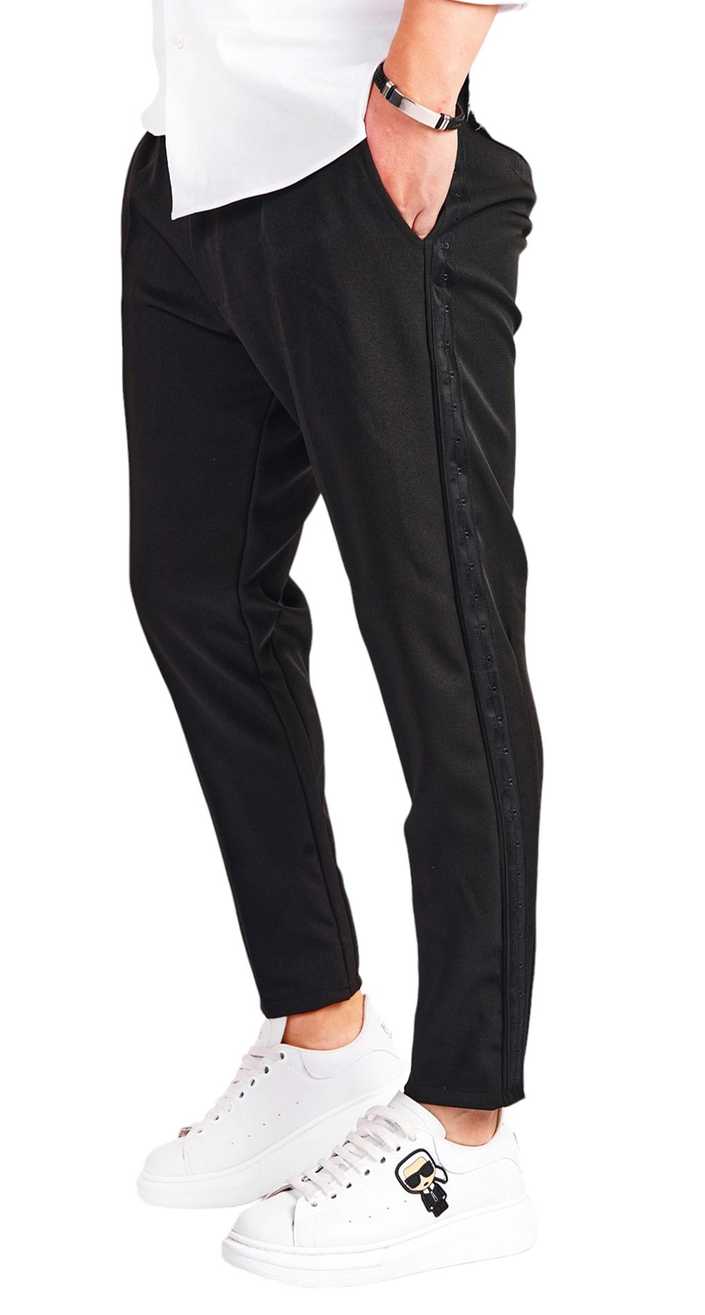 Pantaloni eleganti stofa, vipusca neagra MPL6519