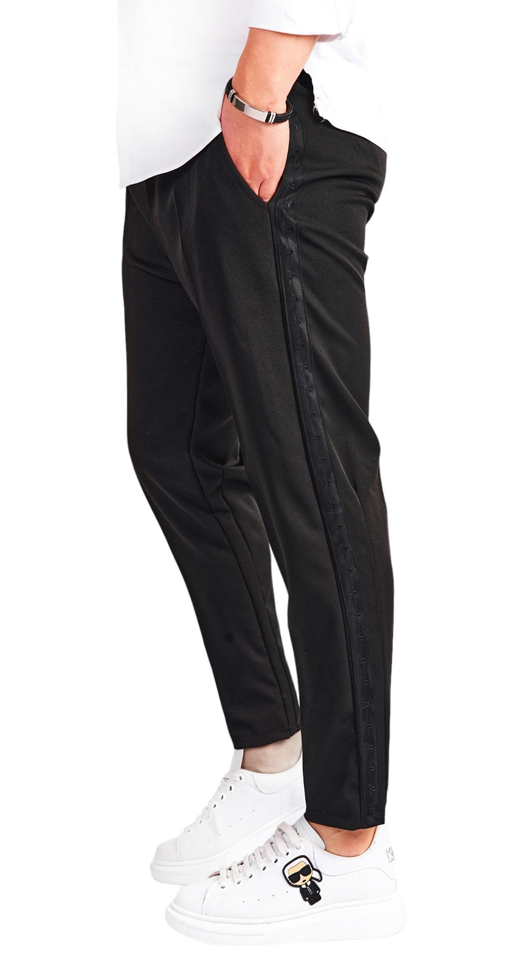 Pantaloni eleganti stofa, vipusca neagra MPL6519