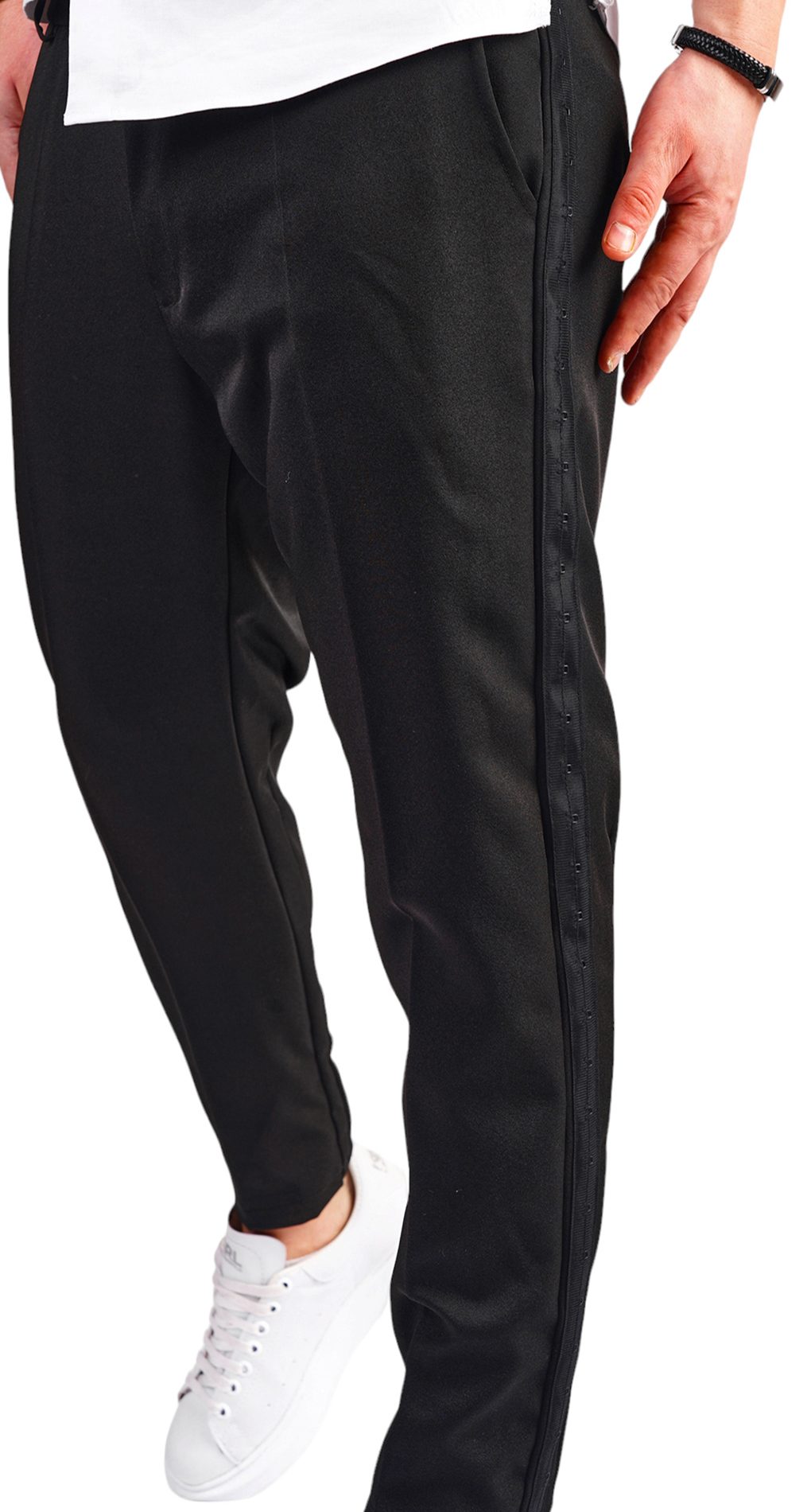 Pantaloni eleganti stofa, vipusca neagra MPL6519