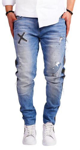 Blugi pentru barbati cu insertii de piele 7-Ani MJL6520 Blugi pentru barbati cu insertii de piele MJL6520