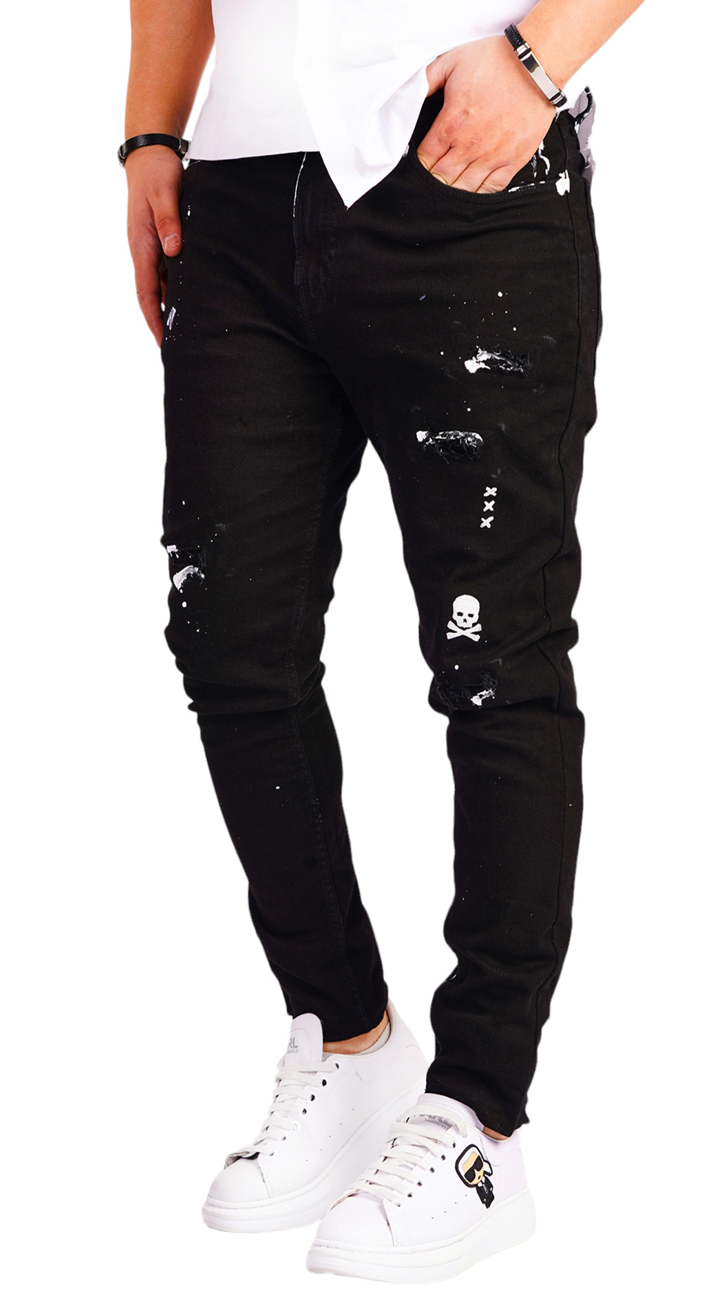 Blugi negri pentru barbati 7-Ani MJL6522 Blugi negri pentru barbati MJL6522