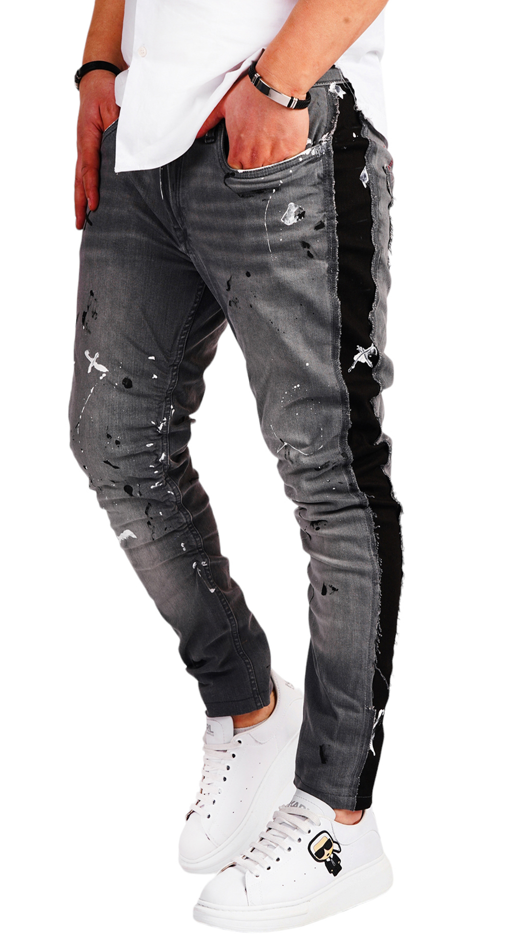 Blugi gri custom pentru barbati jeans MJL6533 Blugi gri custom pentru barbati MJL6533