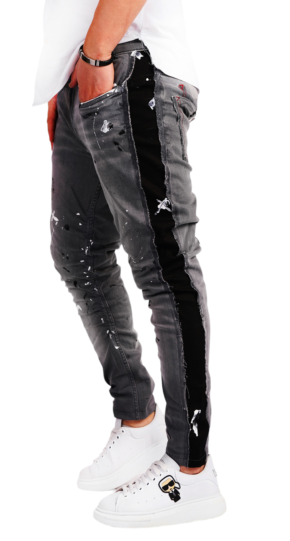 Blugi gri custom pentru barbati jeans MJL6533 Blugi gri custom pentru barbati MJL6533