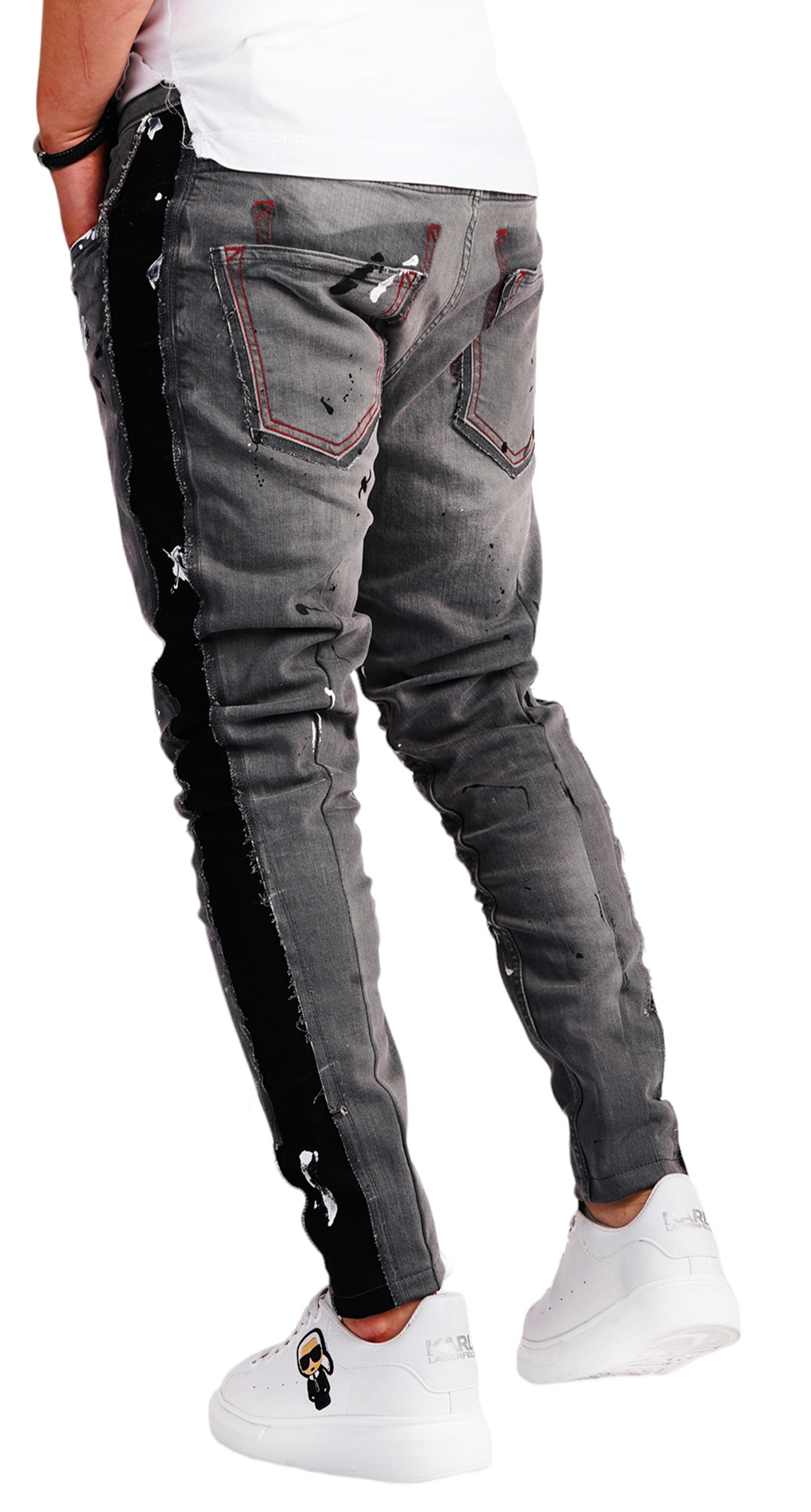 Blugi gri custom pentru barbati jeans MJL6533 Blugi gri custom pentru barbati MJL6533