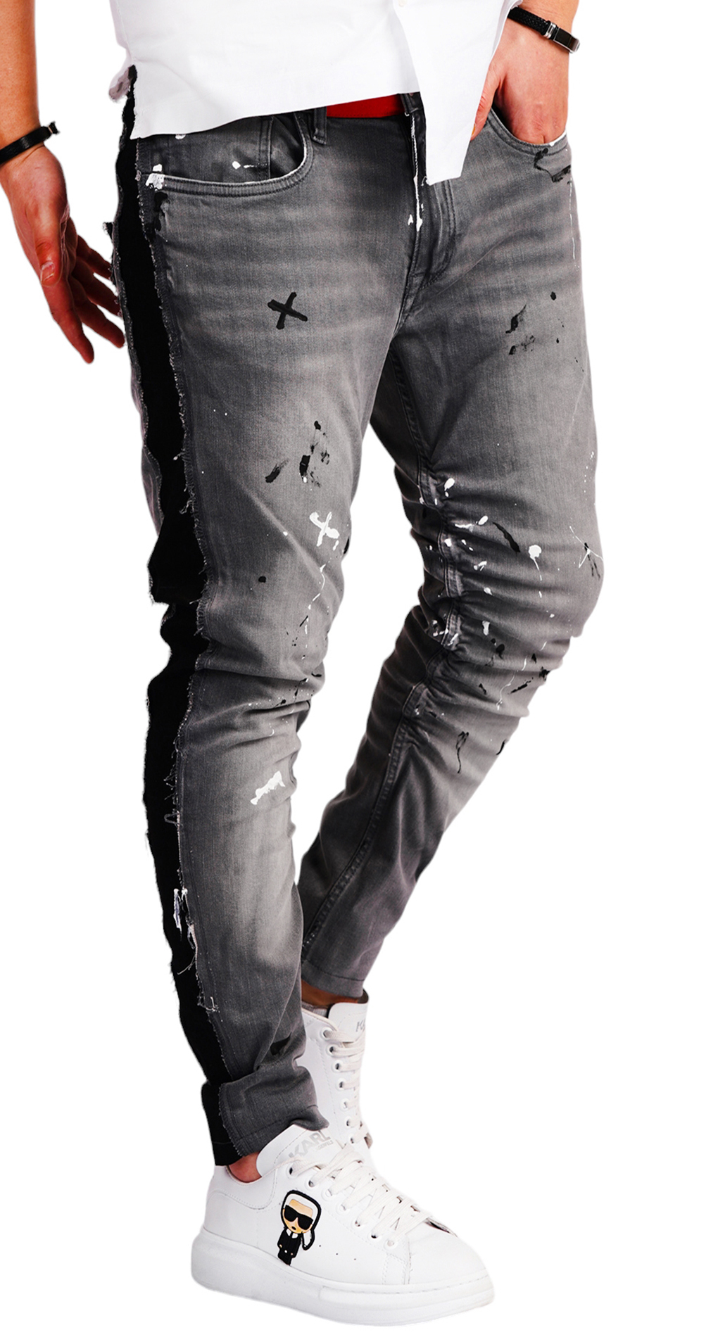 Blugi gri custom pentru barbati jeans MJL6533 Blugi gri custom pentru barbati MJL6533