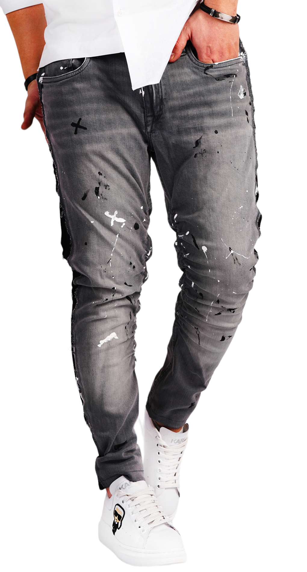 Blugi gri custom pentru barbati jeans MJL6533 Blugi gri custom pentru barbati MJL6533