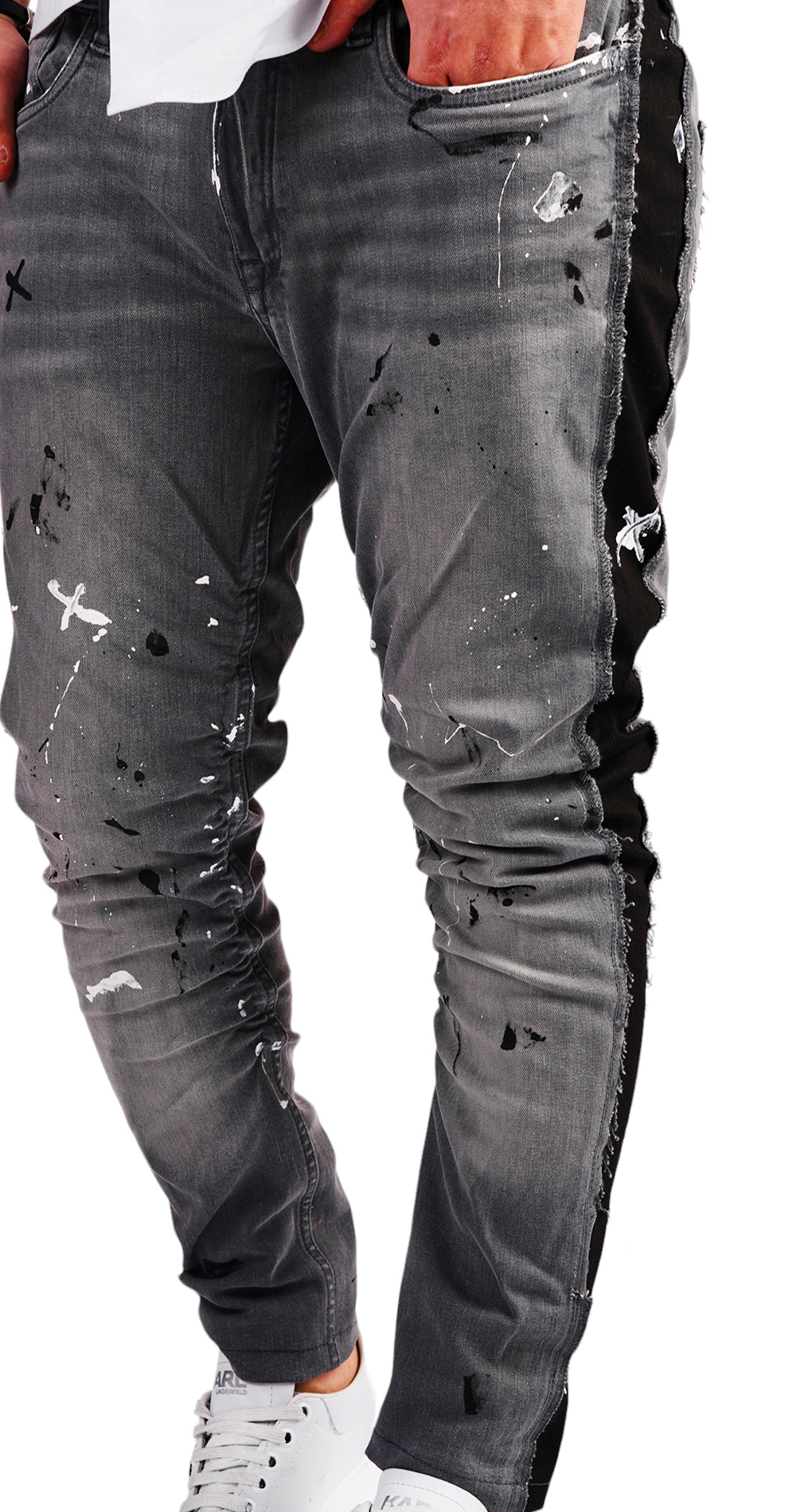 Blugi gri custom pentru barbati jeans MJL6533 Blugi gri custom pentru barbati MJL6533