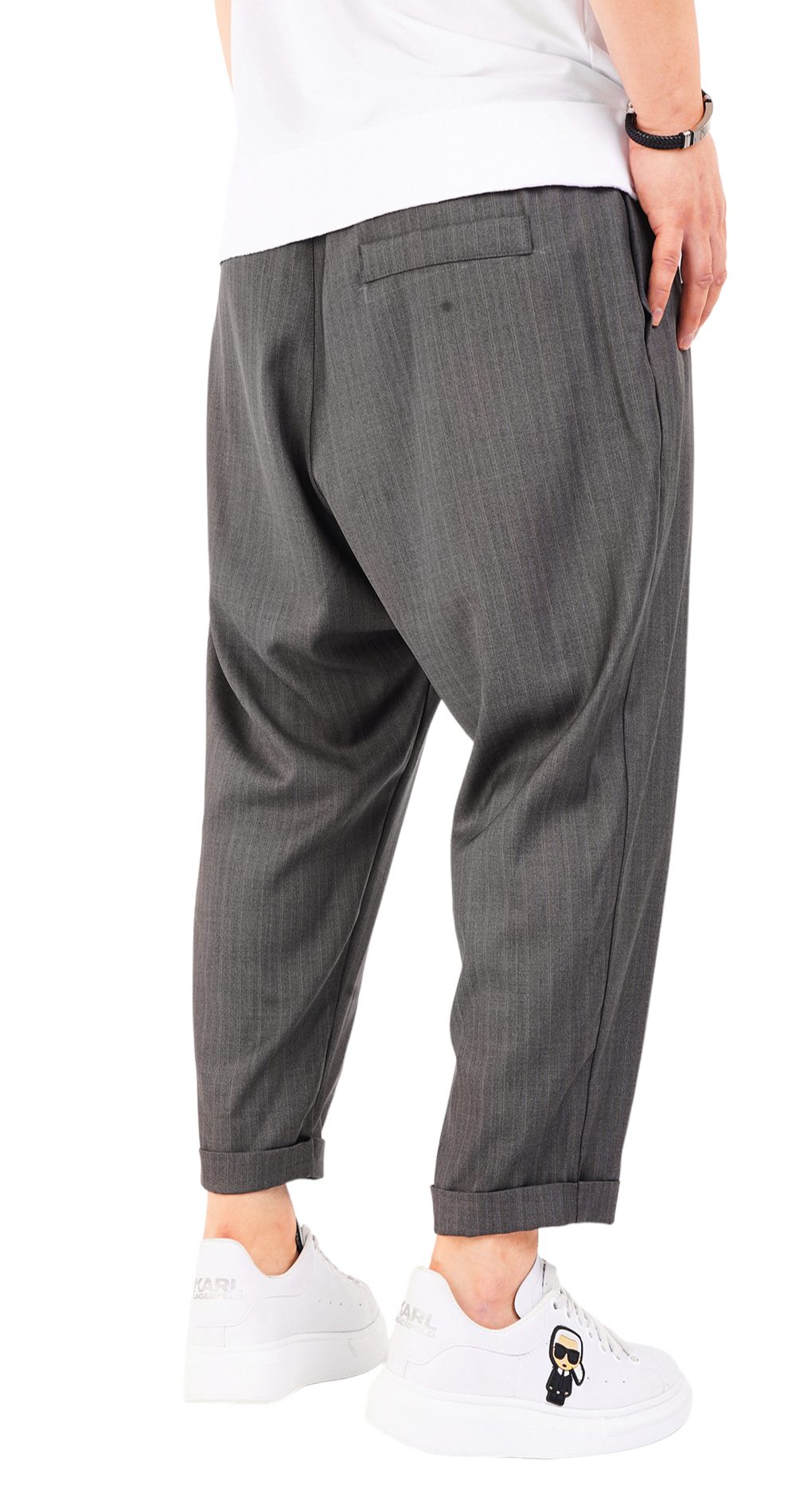 Pantaloni de stofa, gri-inchis, croiala lejera MPL6602