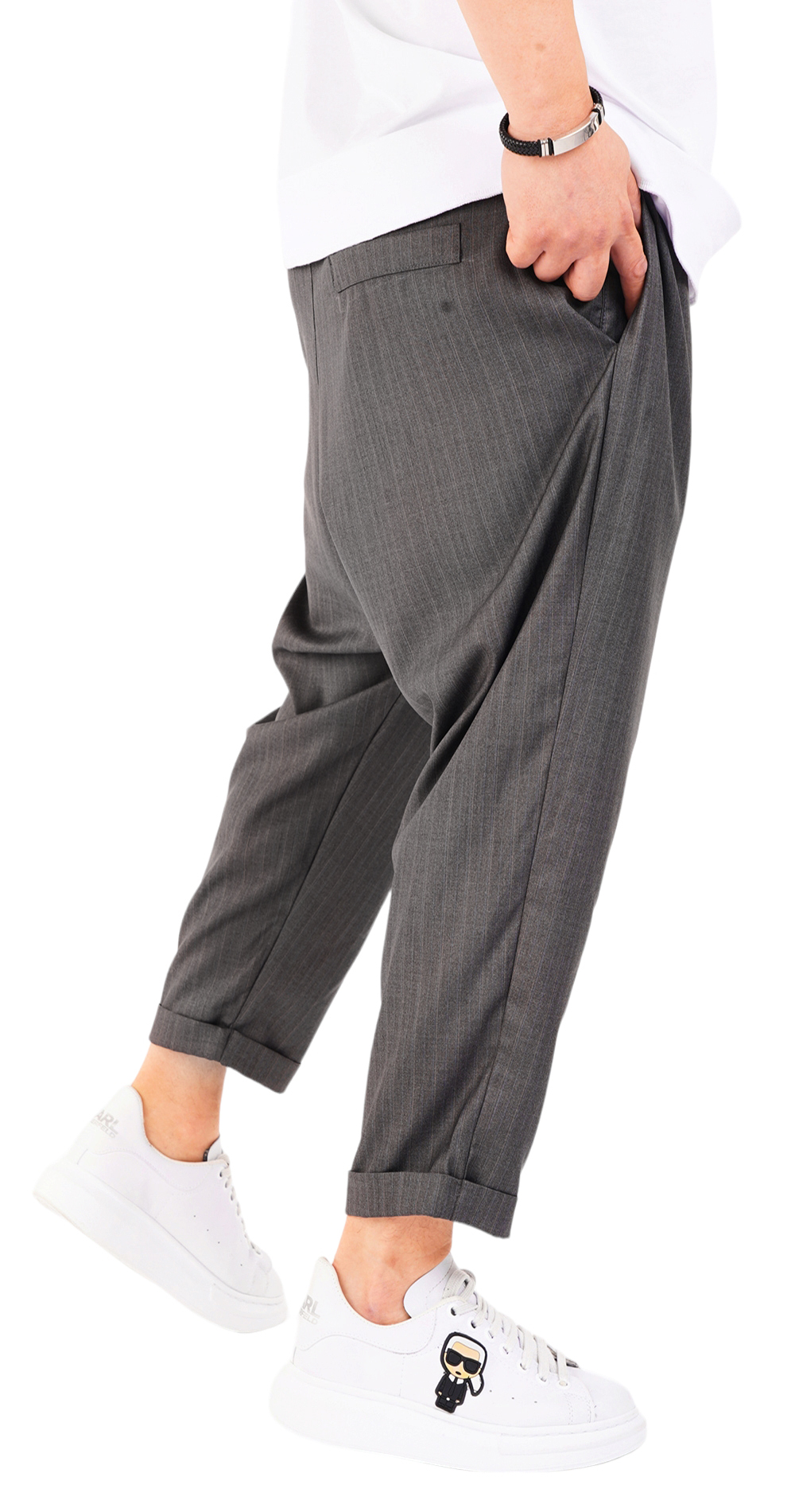 Pantaloni de stofa, gri-inchis, croiala lejera pantaloni MPL6602 Pantaloni de stofa, gri-inchis, croiala lejera MPL6602