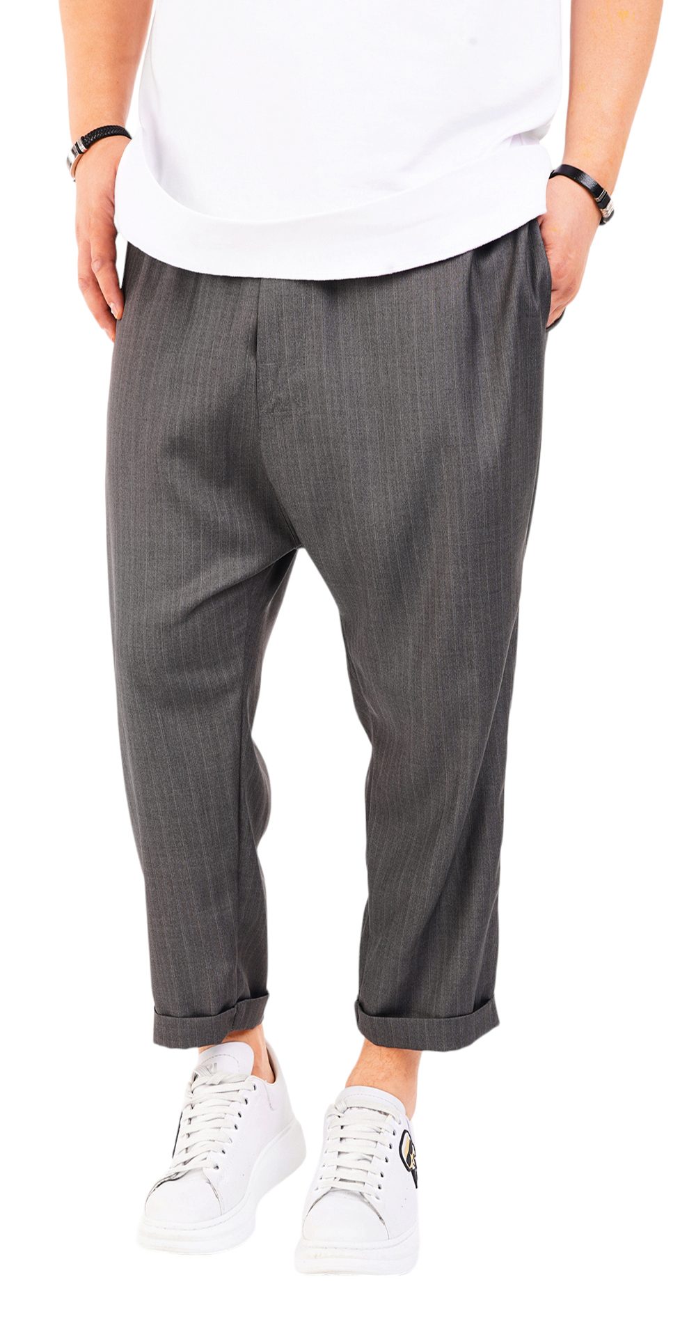 Pantaloni de stofa, gri-inchis, croiala lejera MPL6602