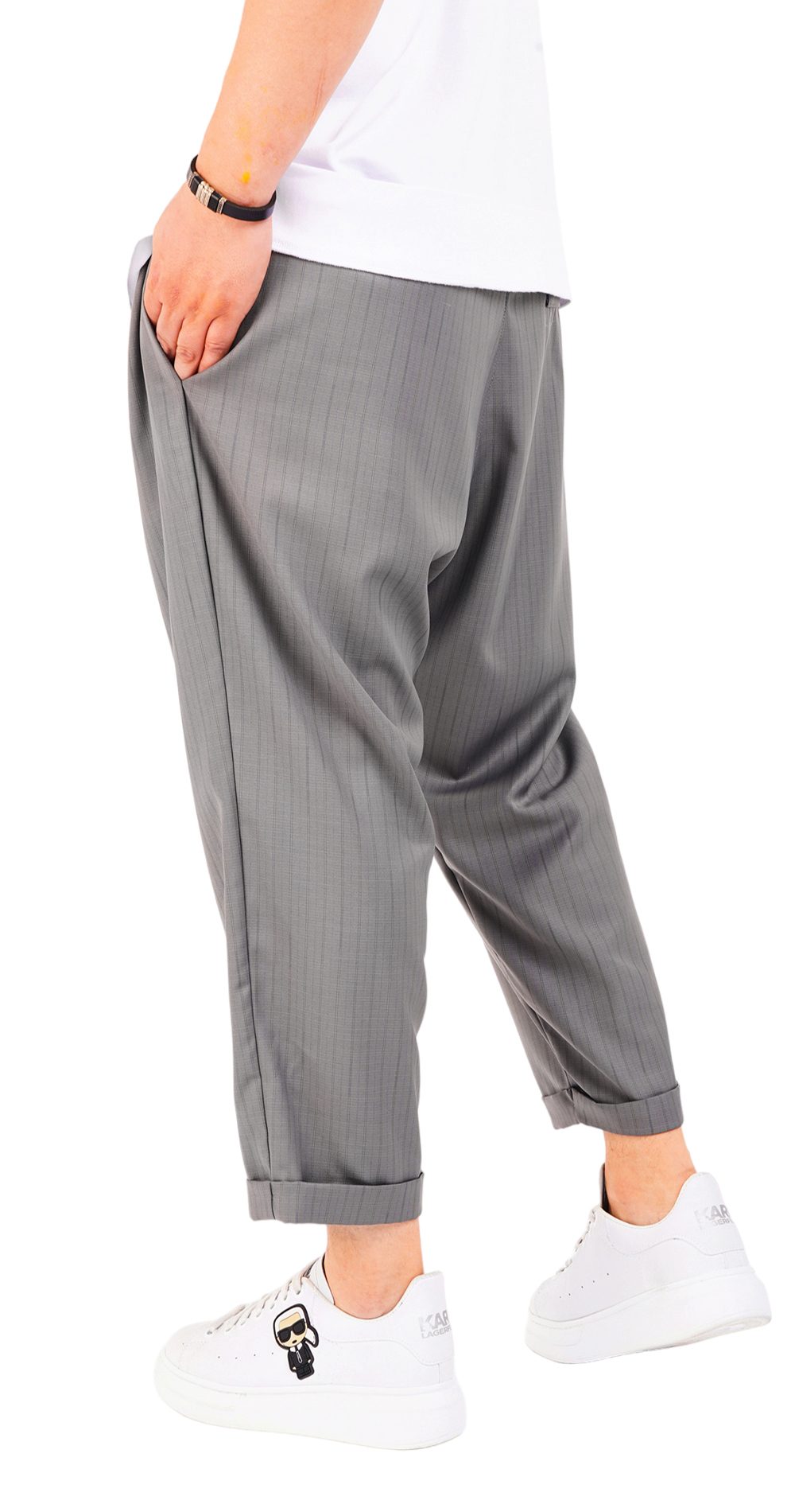 Pantaloni de stofa, gri deschis, croiala lejera MPL6604