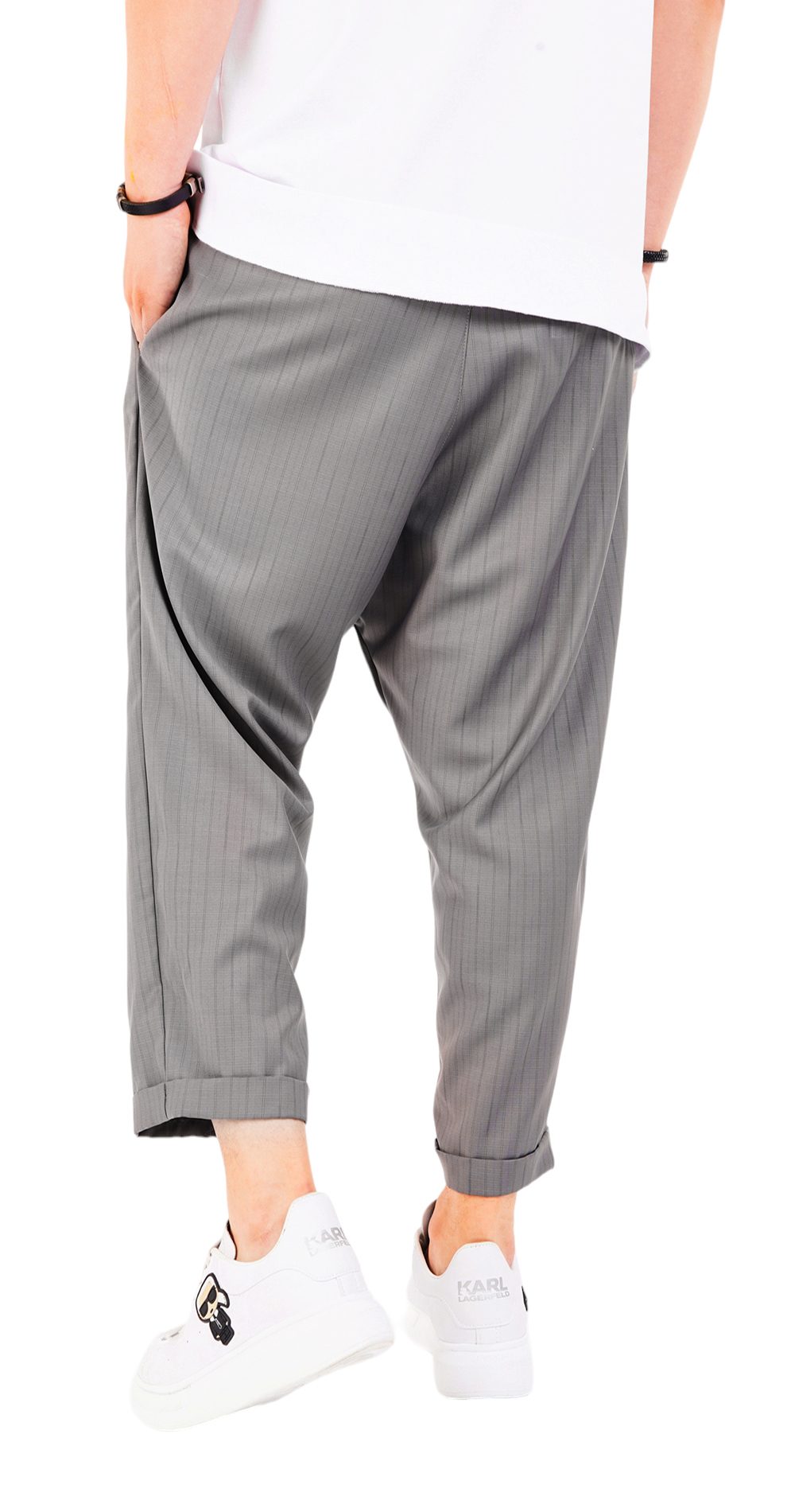 Pantaloni de stofa, gri deschis, croiala lejera MPL6604