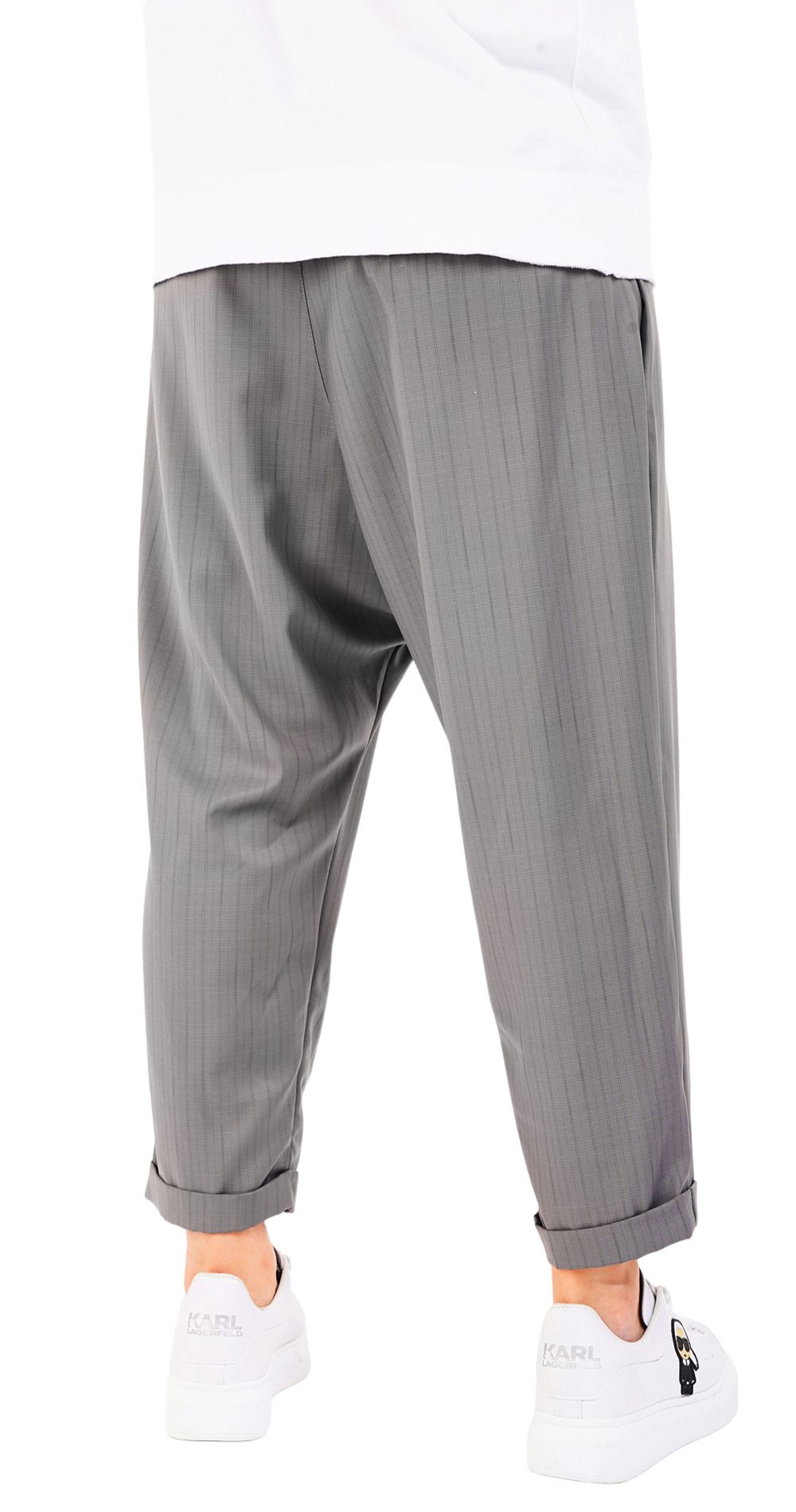 Pantaloni de stofa, gri deschis, croiala lejera MPL6604