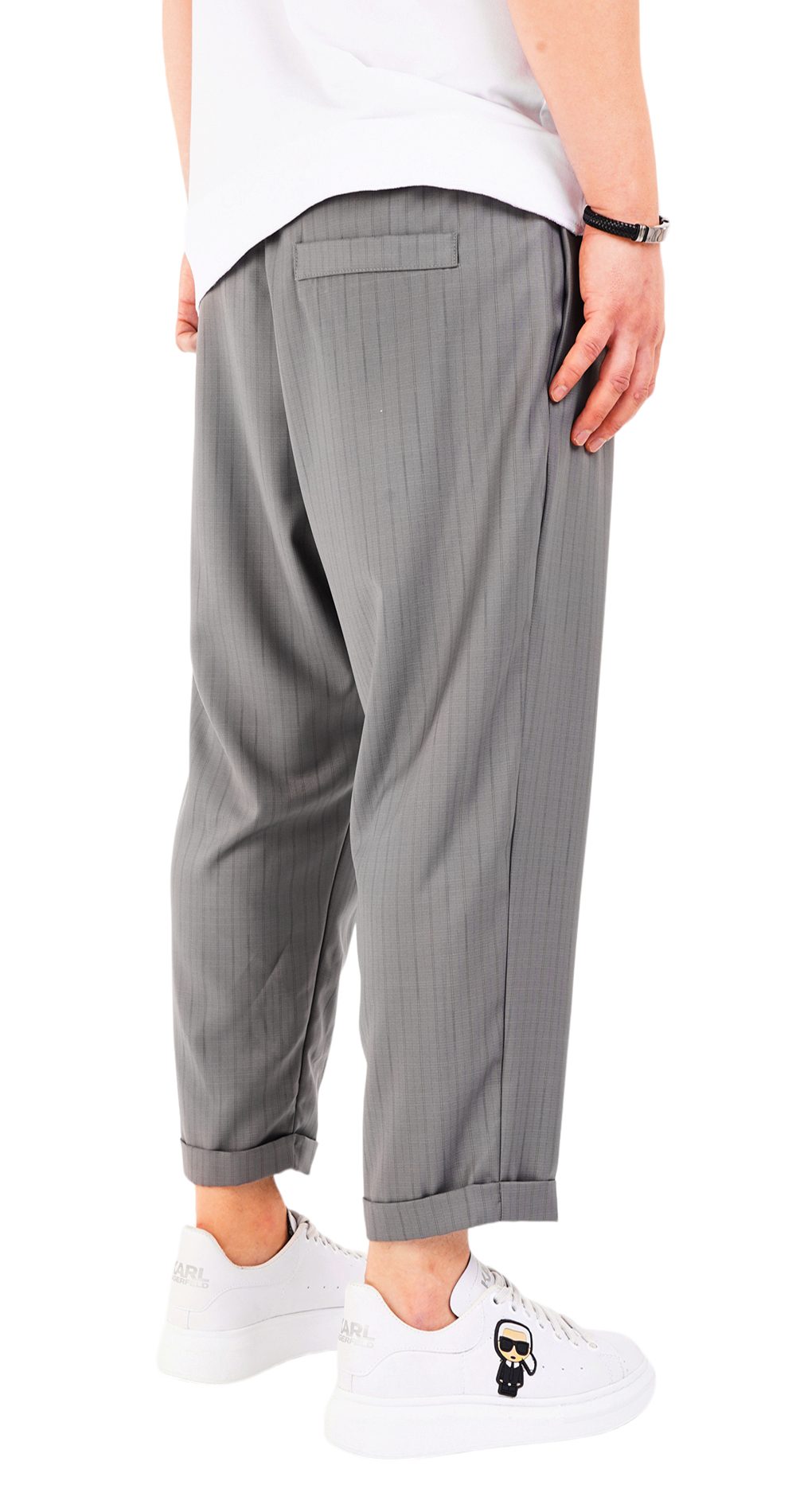 Pantaloni de stofa, gri deschis, croiala lejera MPL6604