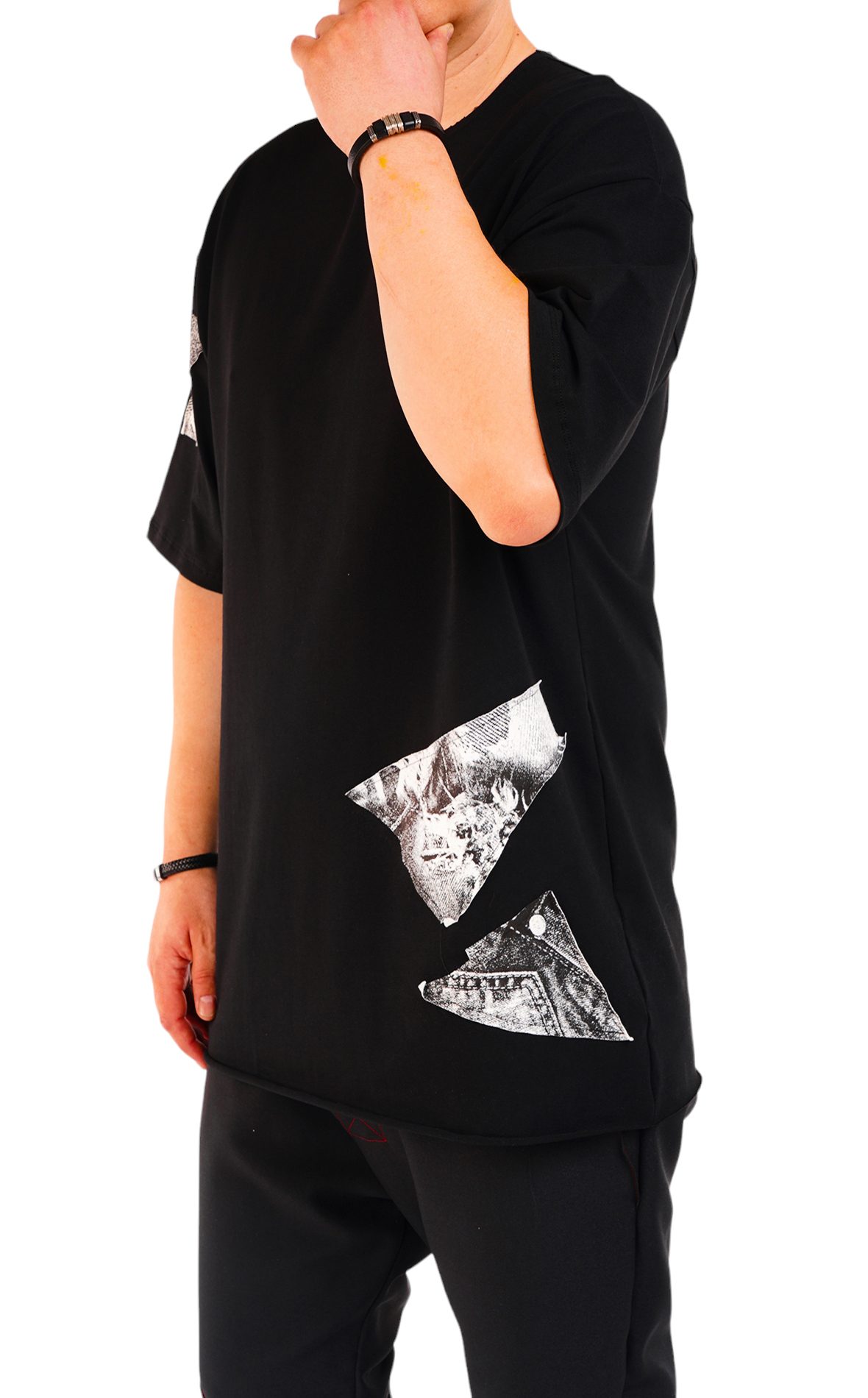 Tricou croiala relaxed, black minimal MTL6726