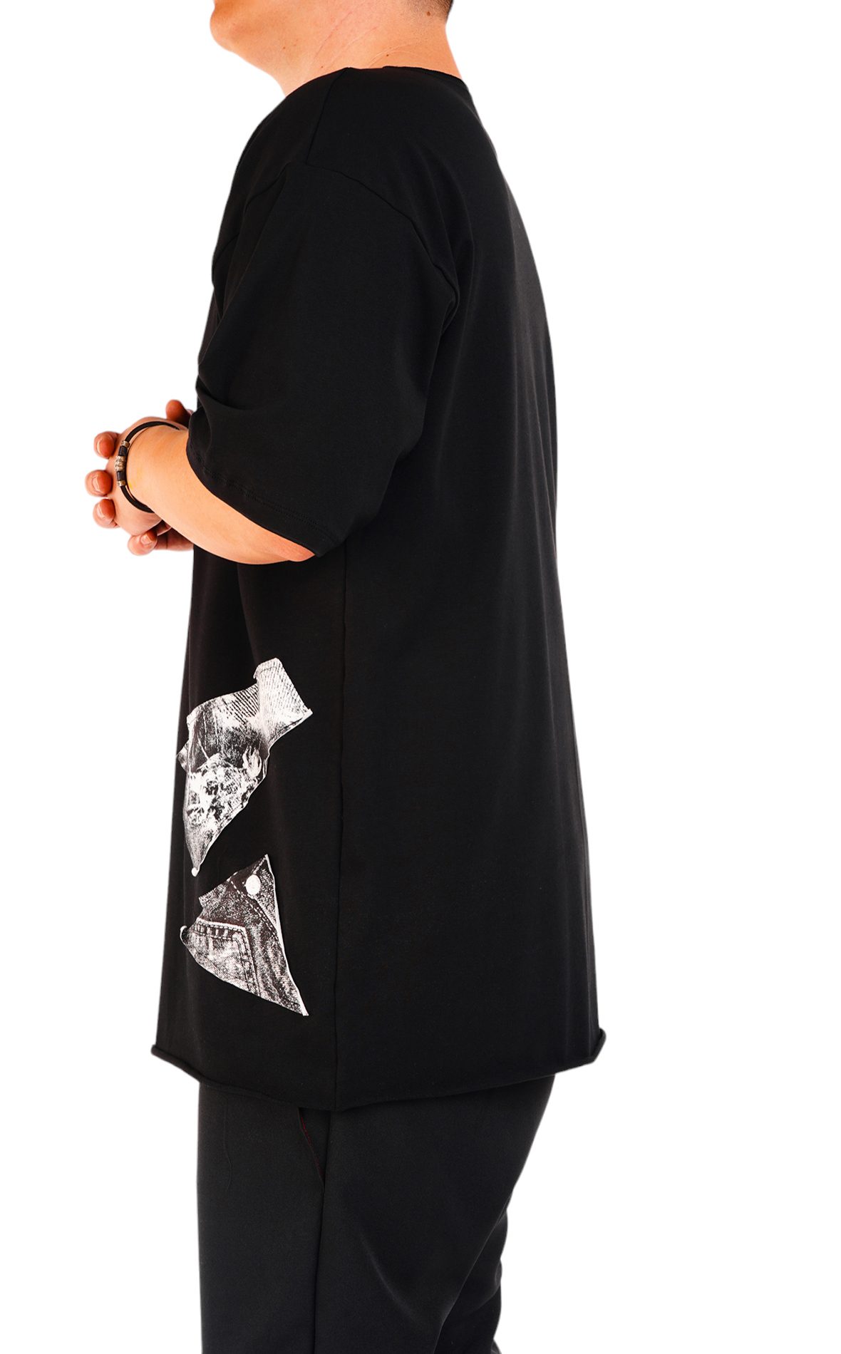 Tricou croiala relaxed, black minimal MTL6726