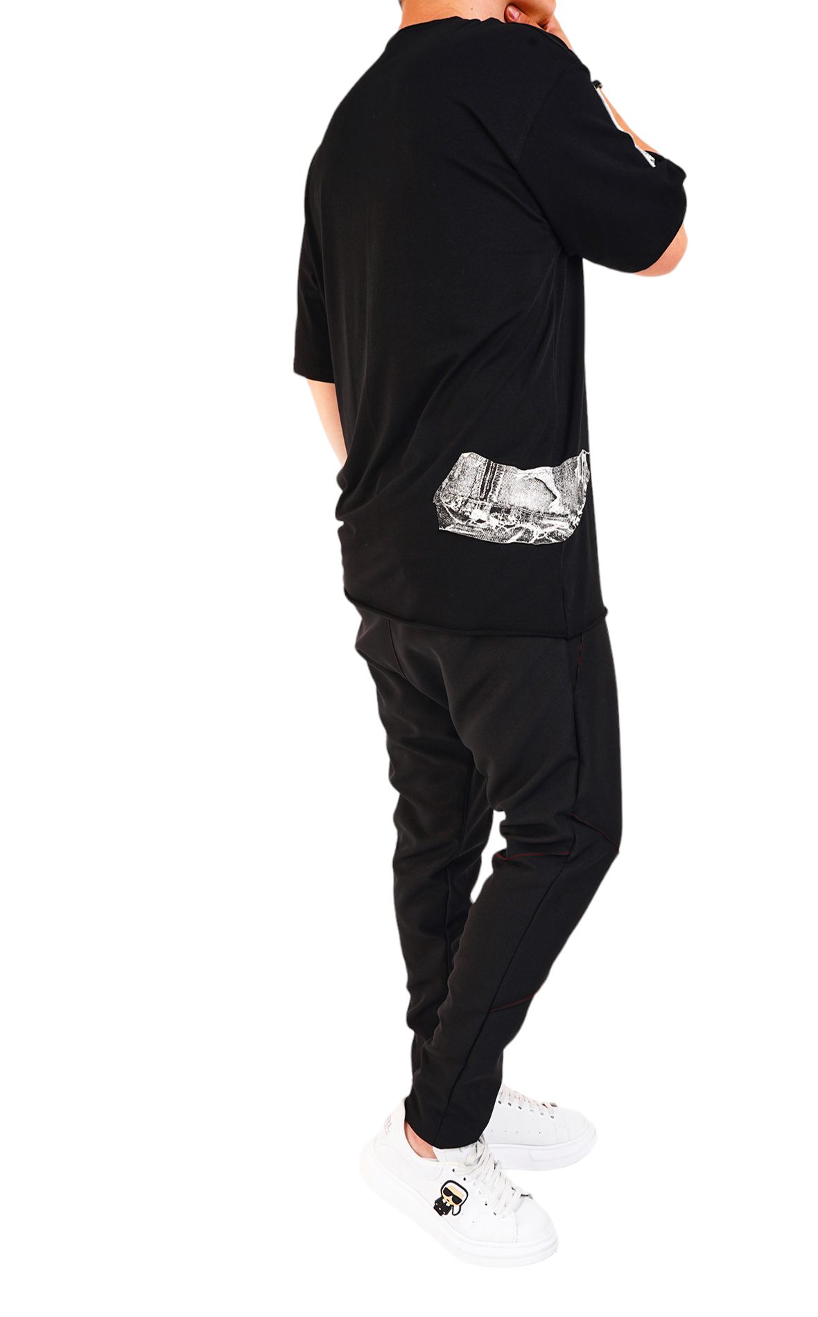 Tricou croiala relaxed, black minimal MTL6726