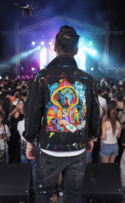 Geaca handmade cu elemente distincte, aplicatii si culori aplicate manual FESTIVAL-EVENTS MGL6129 Geaca handmade cu elemente distincte, aplicatii si culori aplicate manual MGL6129